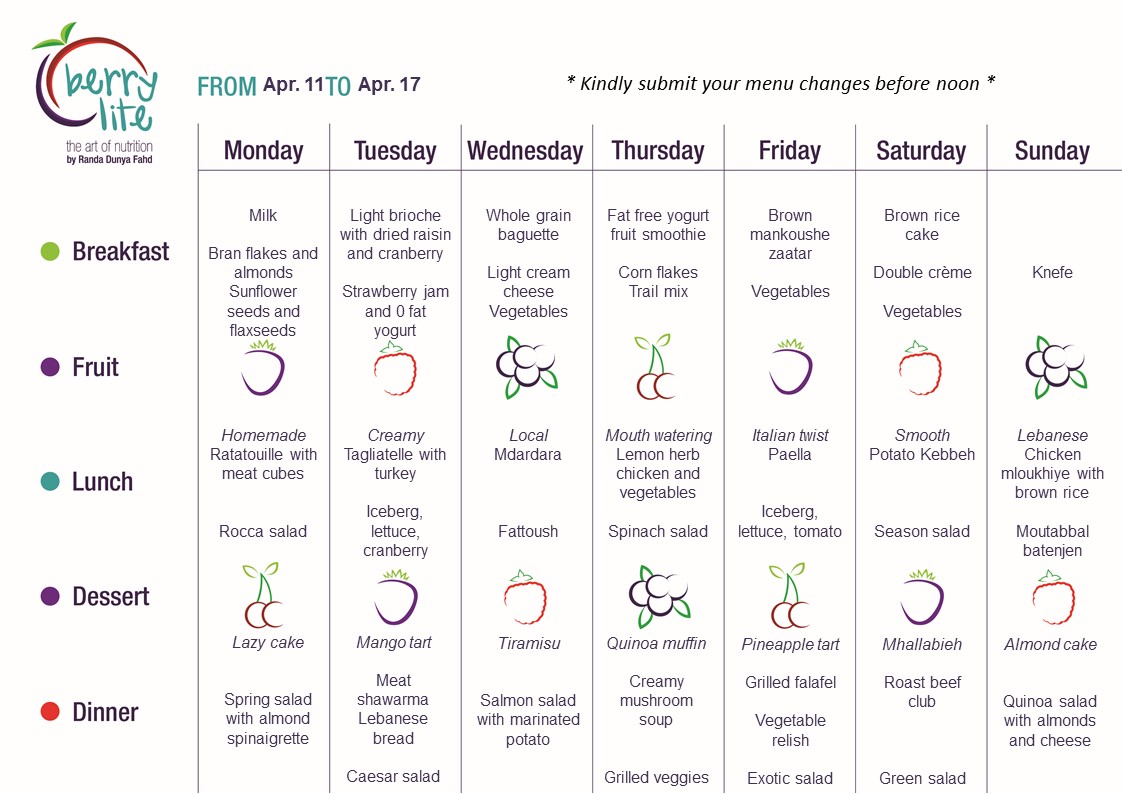 96- Berrylite menu Apr. 11 till Apr. 17